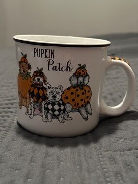 Pupkin Patch Dog-Themed Halloween Ceramic Mug - White and Orange Madison Studio